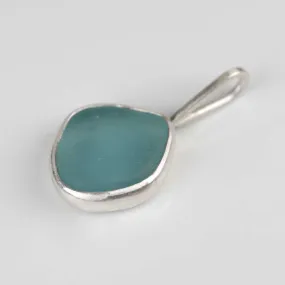 . Bezel-set Beach Glass Charm in Silver