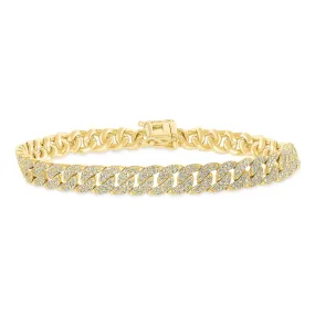 14K Gold Small Diamond Cuban Bracelet