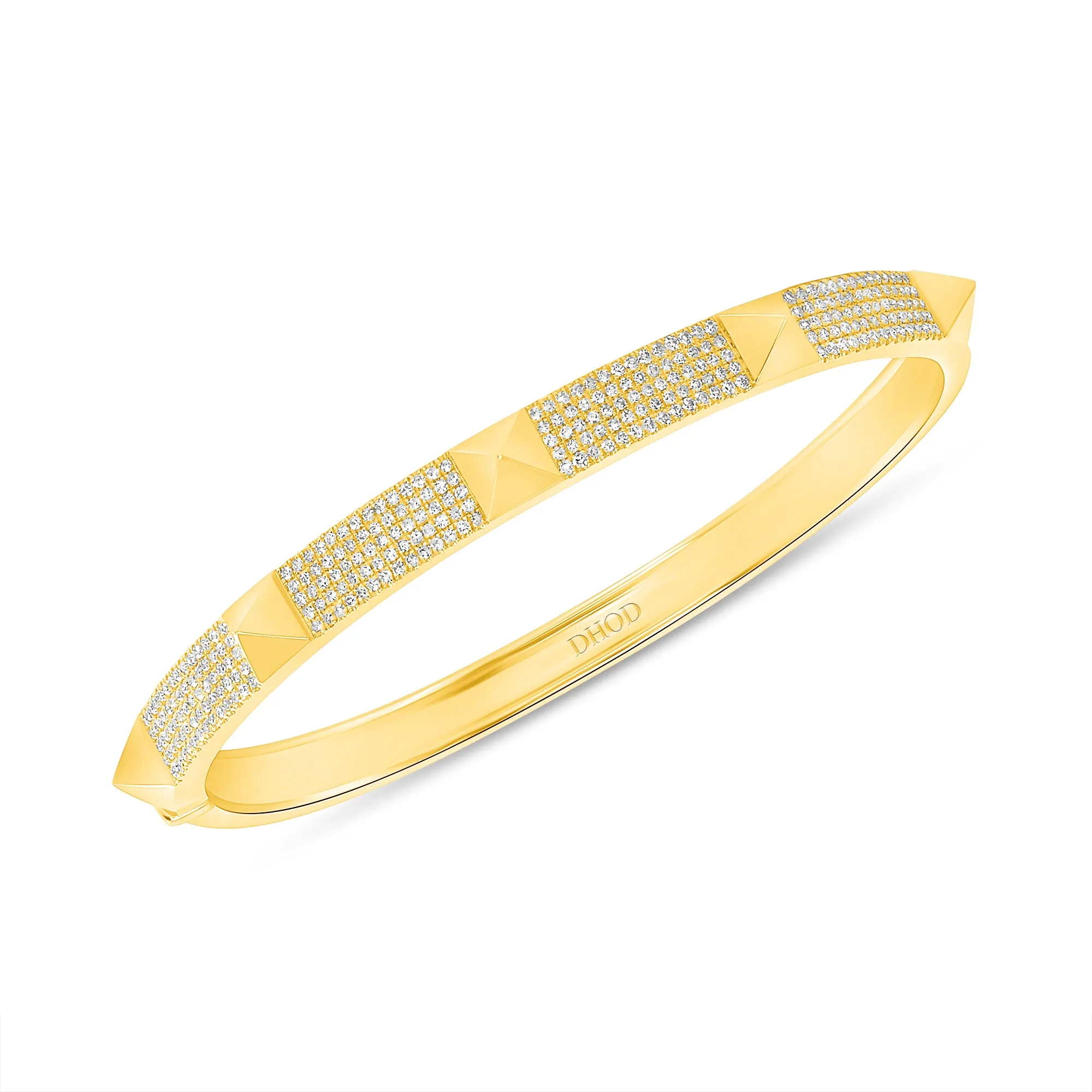 14K Gold Spiked Diamond Bangle