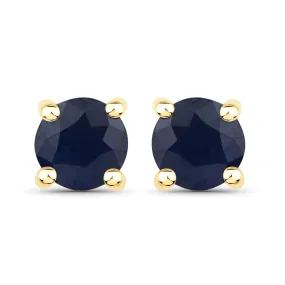 14K Yellow Gold Blue Sapphire Earrings Studs