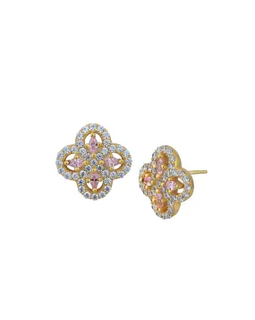 18kt Gold Plated with CZ Floral Stud Earring for women