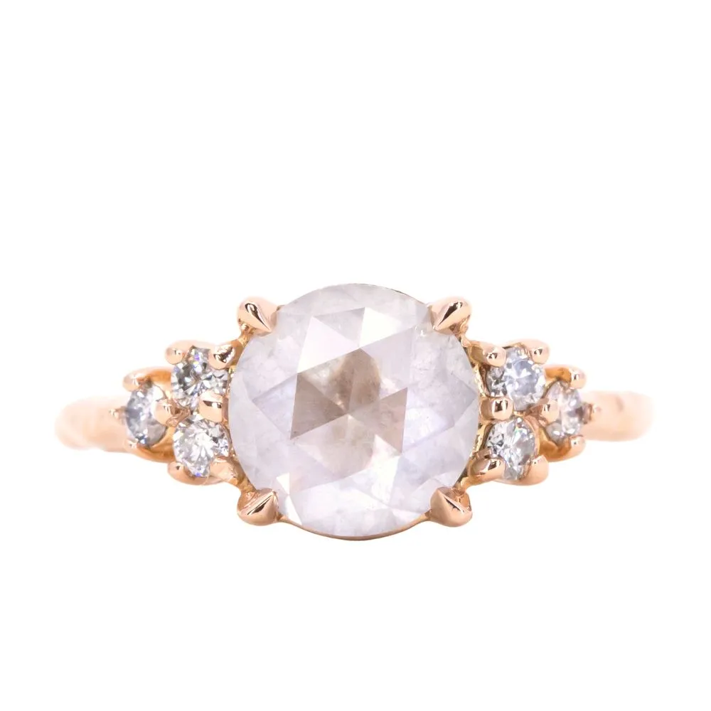 2.44ct White Rosecut Diamond Cluster ring in 18k Rose Gold