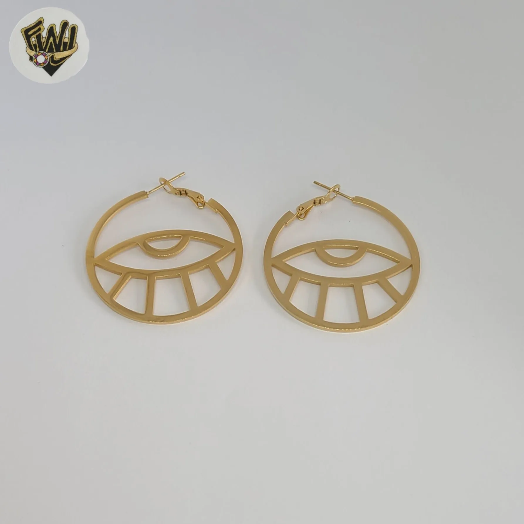 (4-2238-1) Stainless Steel - Evil Eye Hoops.