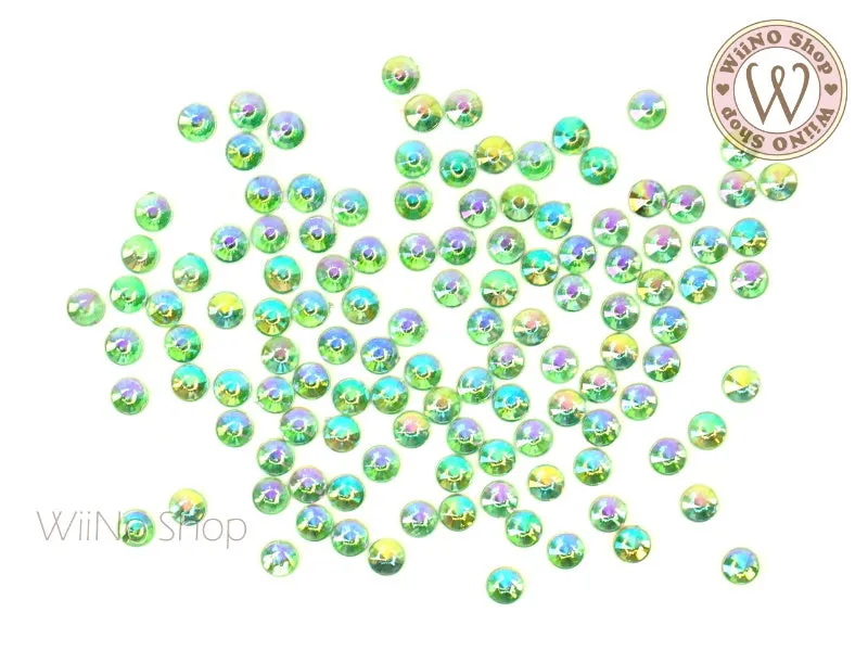 4mm AB Green Round Point Top Acrylic Rhinestone - 50 pcs