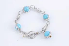 7.5" Judith Ripka 925 Silver Turquoise Bracelet (35.17g.)