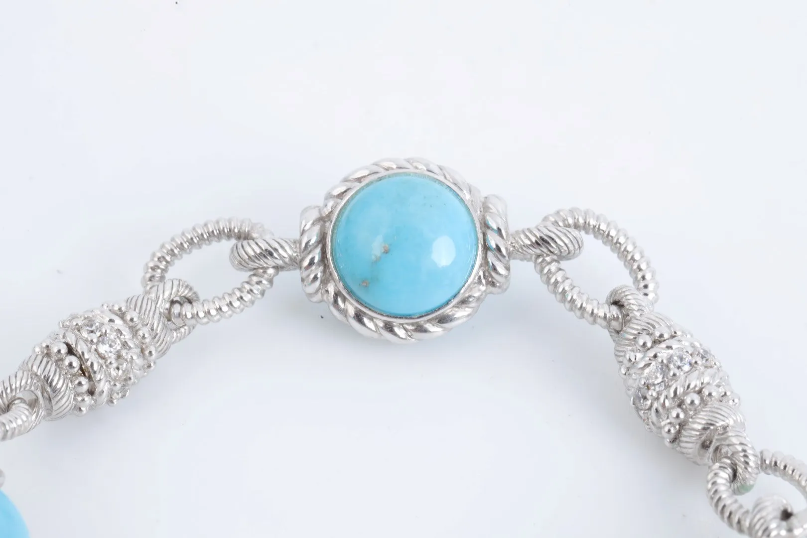 7.5" Judith Ripka 925 Silver Turquoise Bracelet (35.17g.)