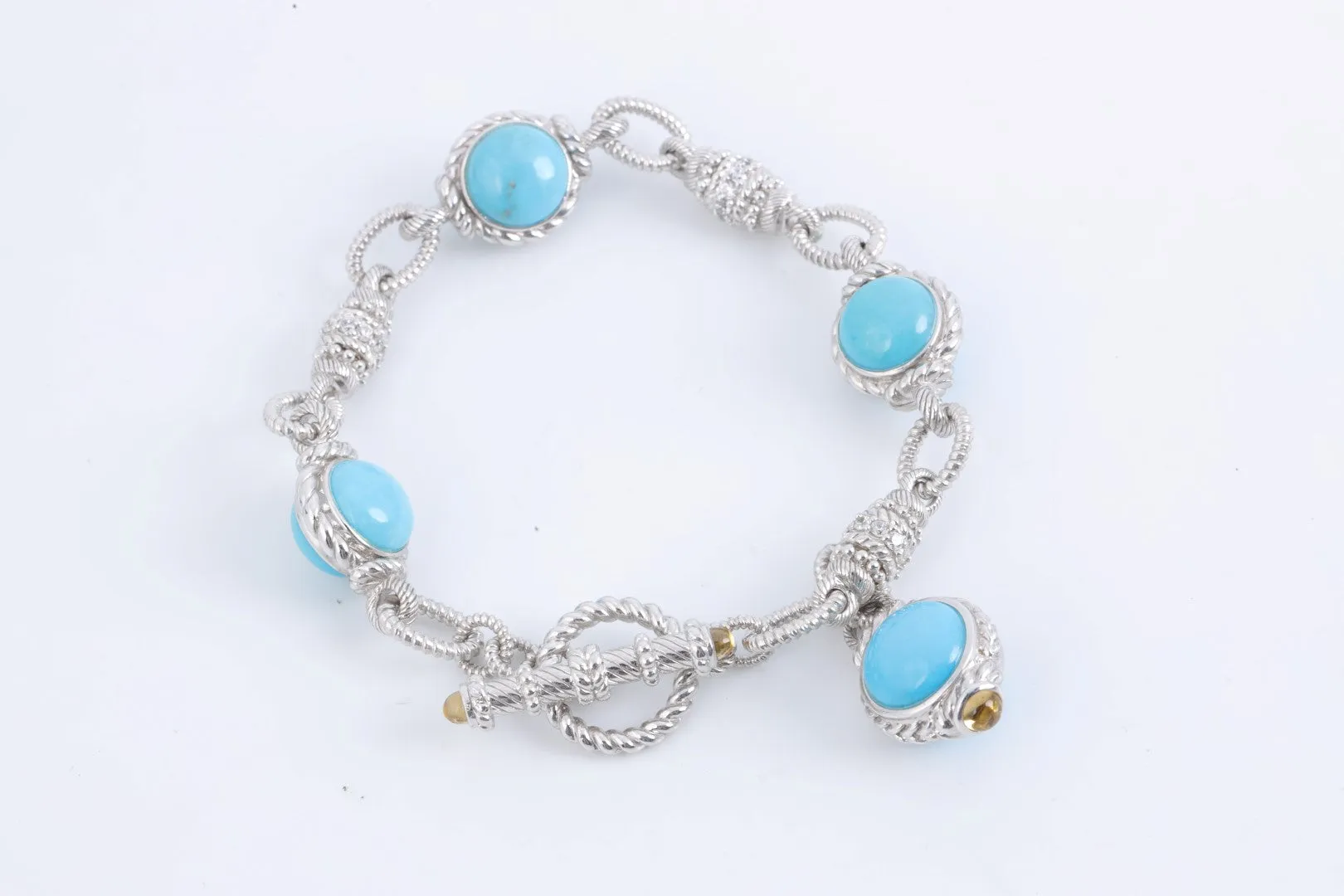 7.5" Judith Ripka 925 Silver Turquoise Bracelet (35.17g.)