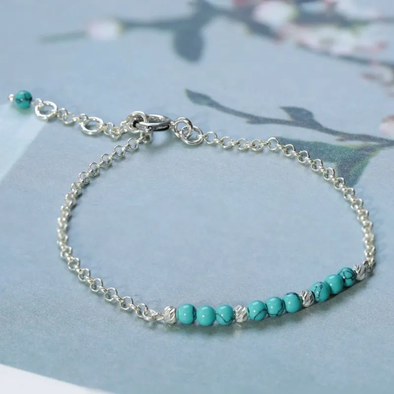 925 Silver Turquoise Bracelet - December Birthstone Gift