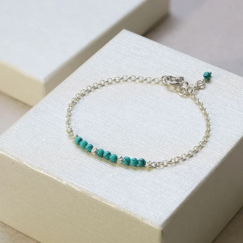 925 Silver Turquoise Bracelet - December Birthstone Gift