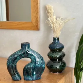 Aboukal and Atlas blue green   pampas vase duo