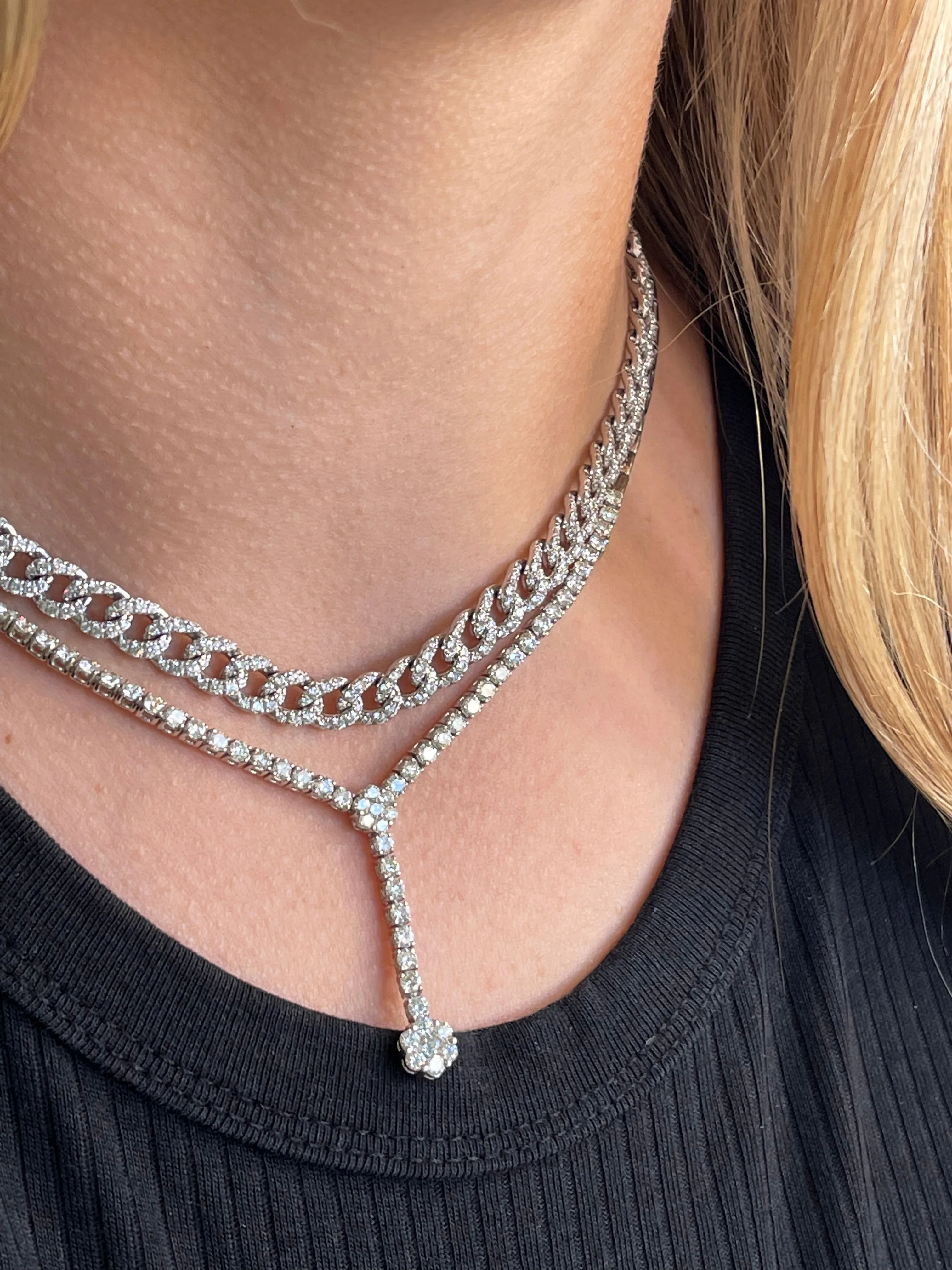 AFJ Diamond Collection - Diamond Lariat Necklace, White Gold