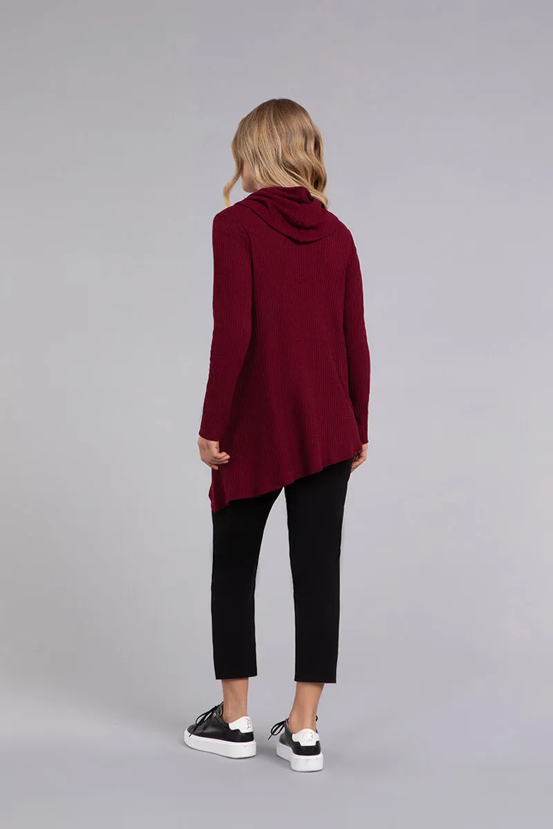 Angle Cowl Neck Waffle Sweater | Bloodstone