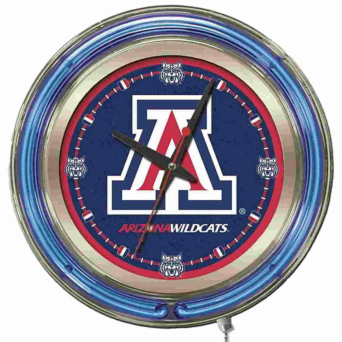 Arizona Wildcats HBS Neon Blue Navy College Battery Powered Wall Clock (15")