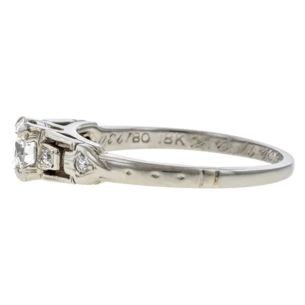 Art Deco Engagement Ring, RBC 0.45ct.