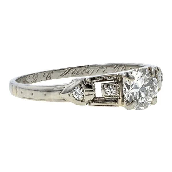 Art Deco Engagement Ring, RBC 0.45ct.