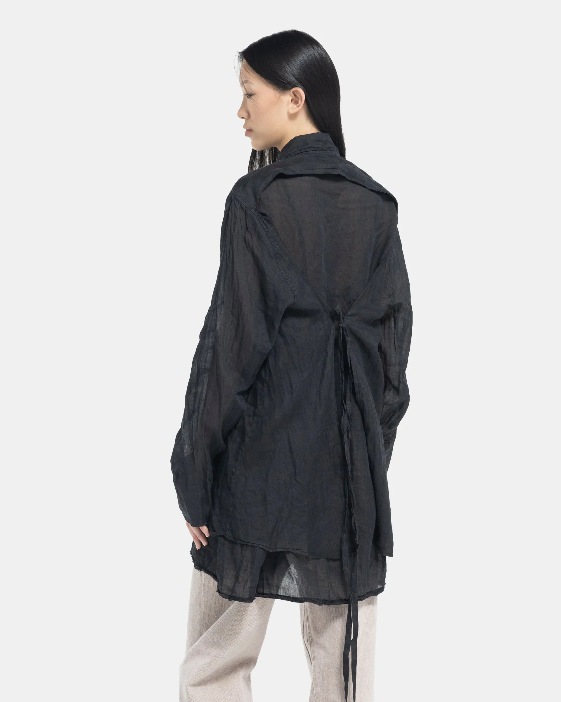 Backless Liner Shirt in Black Gauze