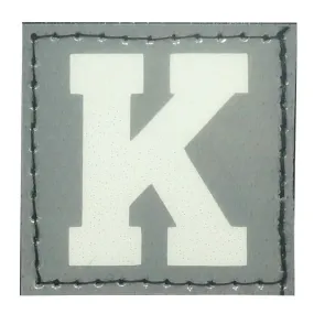 BIG LETTER K PATCH - BLUE GLOW IN THE DARK