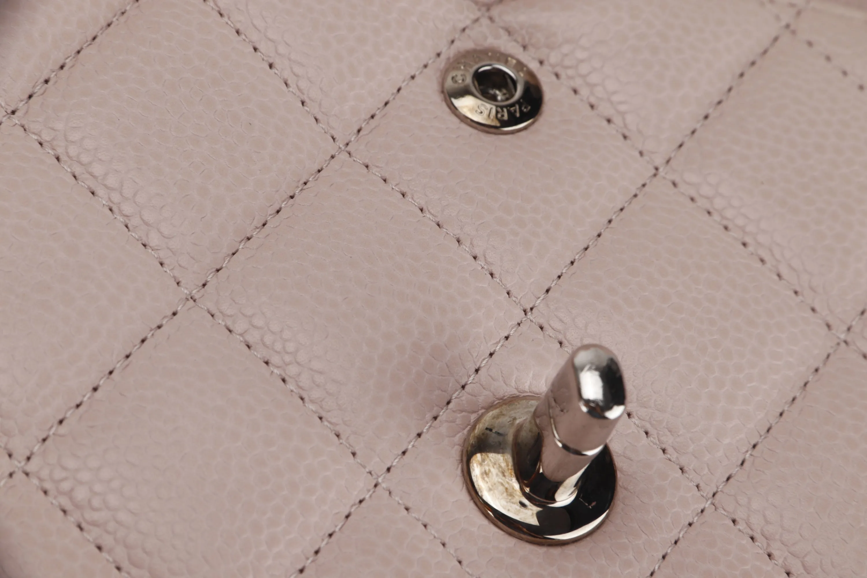 CHANEL DOUBLE FLAP BAG (1893xxxx) JUMBO LIGHT PINK CAVIAR LEATHER SILVER HARDWARE, WITH DUST COVER, NO CARD