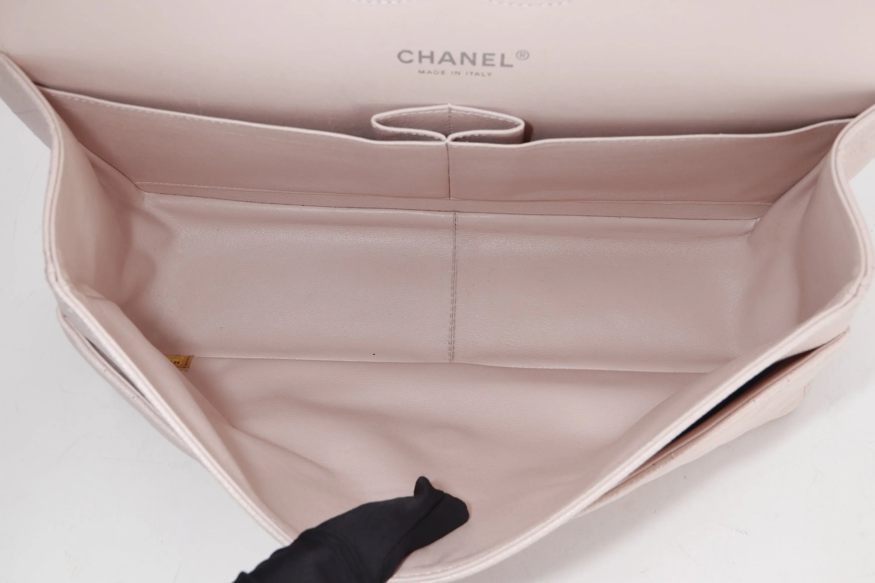 CHANEL DOUBLE FLAP BAG (1893xxxx) JUMBO LIGHT PINK CAVIAR LEATHER SILVER HARDWARE, WITH DUST COVER, NO CARD