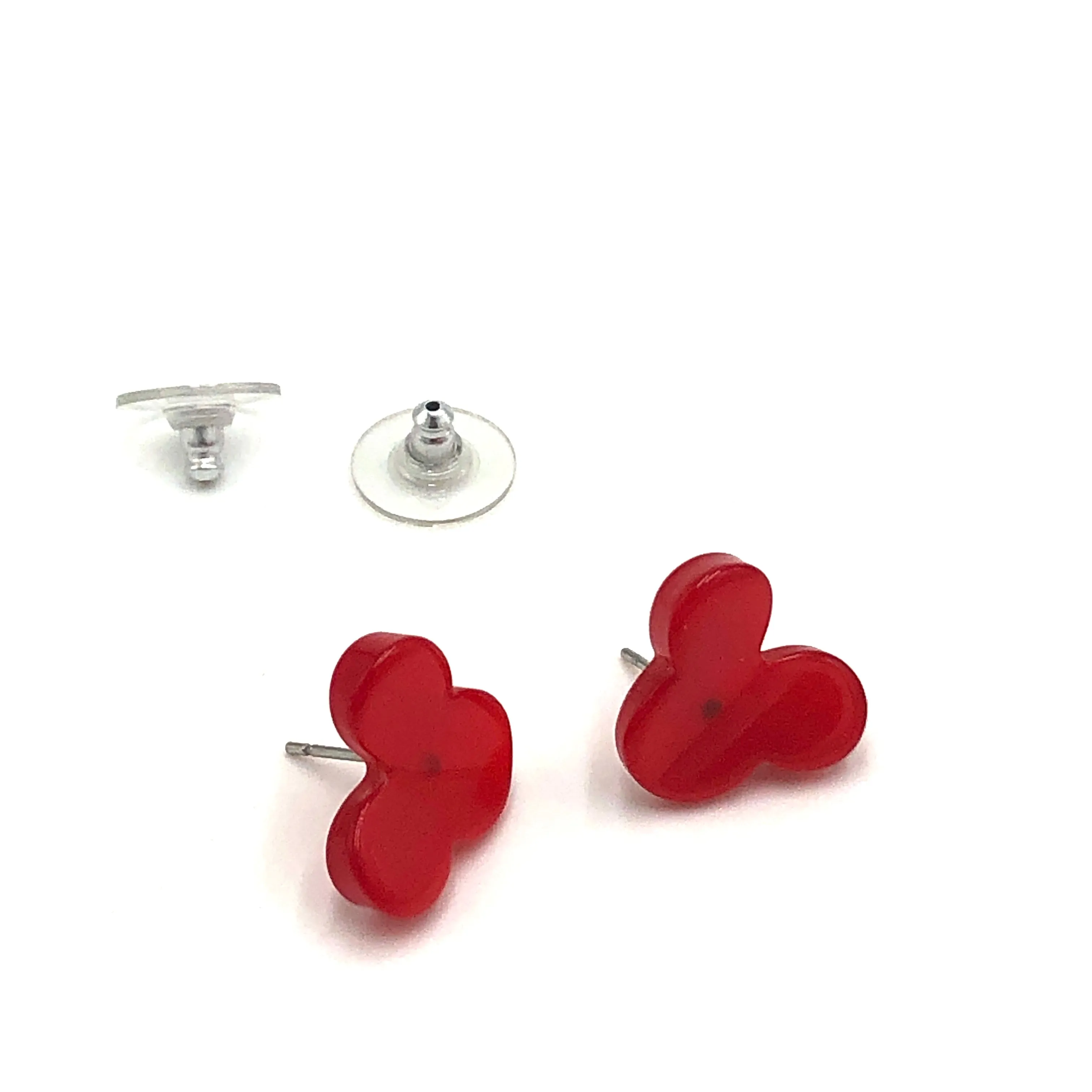 Cherry Red Moonglow Vintage Mouse Stud Earrings