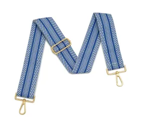 Crossbody Strap - Light Blue and White Chevron (Gold Hardware)