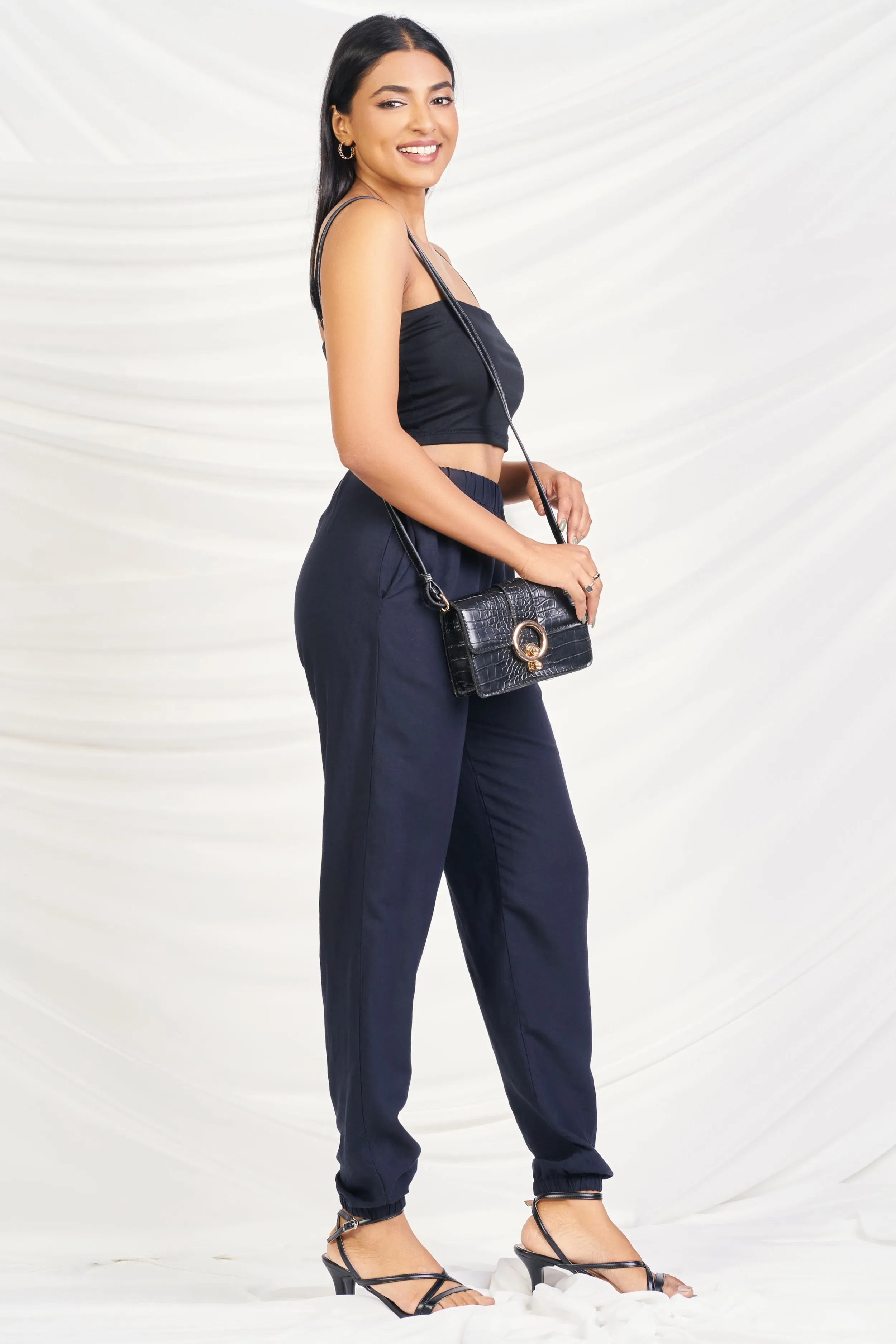 Dark Navy Linen Pants - Regular Fit