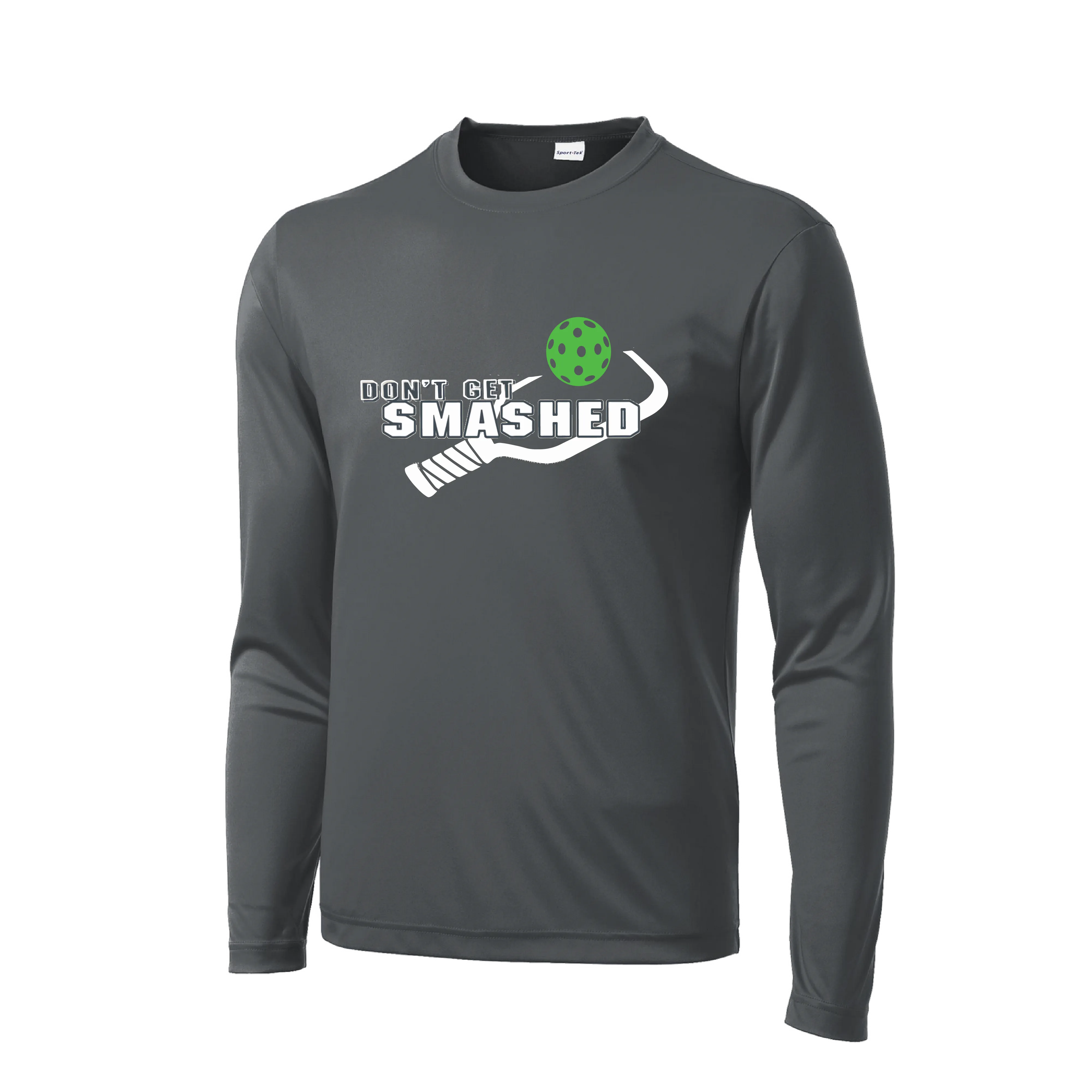 Don't Get Smashed With Pickleballs (Rainbow Green Red) Customizable | Men's Long Sleeve Athletic Shirt | 100% Polyester