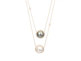 Double South Sea Pearl with Halos Necklace