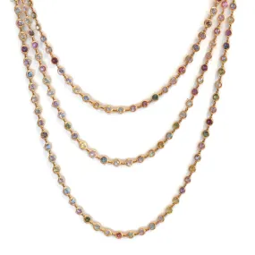 Eclat Jewels - One of a Kind Necklace with Multicolor Round Sapphires, 18k Rose Gold