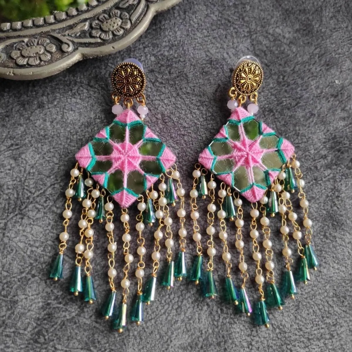 Ekaa Kalaratri Handcrafted Pink (Earrings)