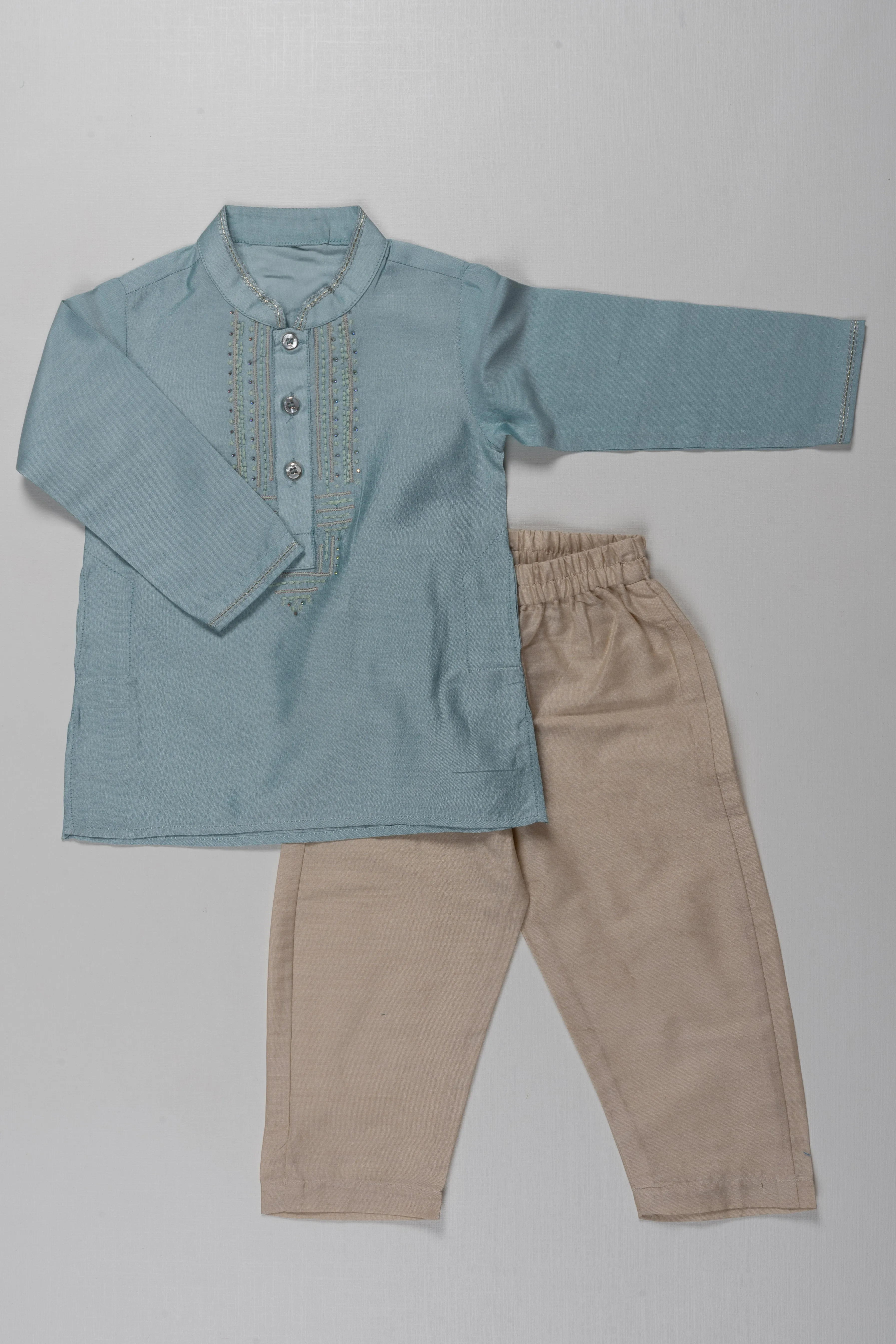 Elegant Sky Blue Boys Kurta Pajama Set - Perfect for Ceremonial Occasions