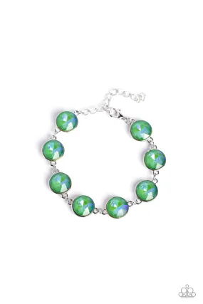 Enchanted Emblems Green Rhinestone Bracelet - Paparazzi Accessories