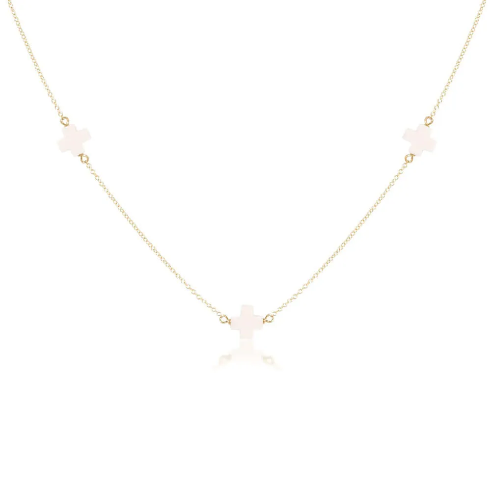 ENewton 15 Off-White Gold Simplicity Signature Cross Choker