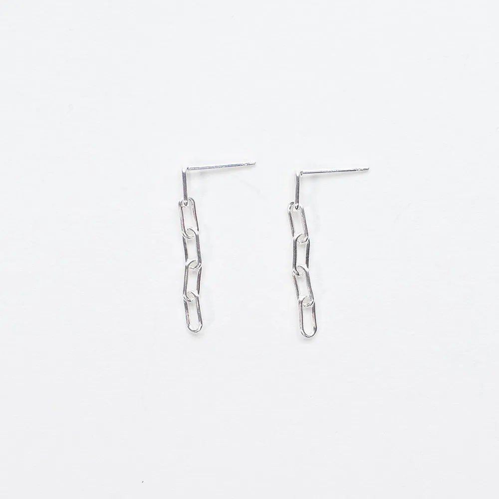 Extra Small Silver Five Chain Link Studs