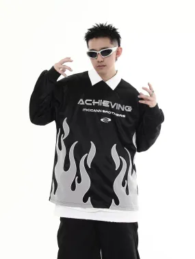 Flame Style Shiny Long Sleeve T-Shirt