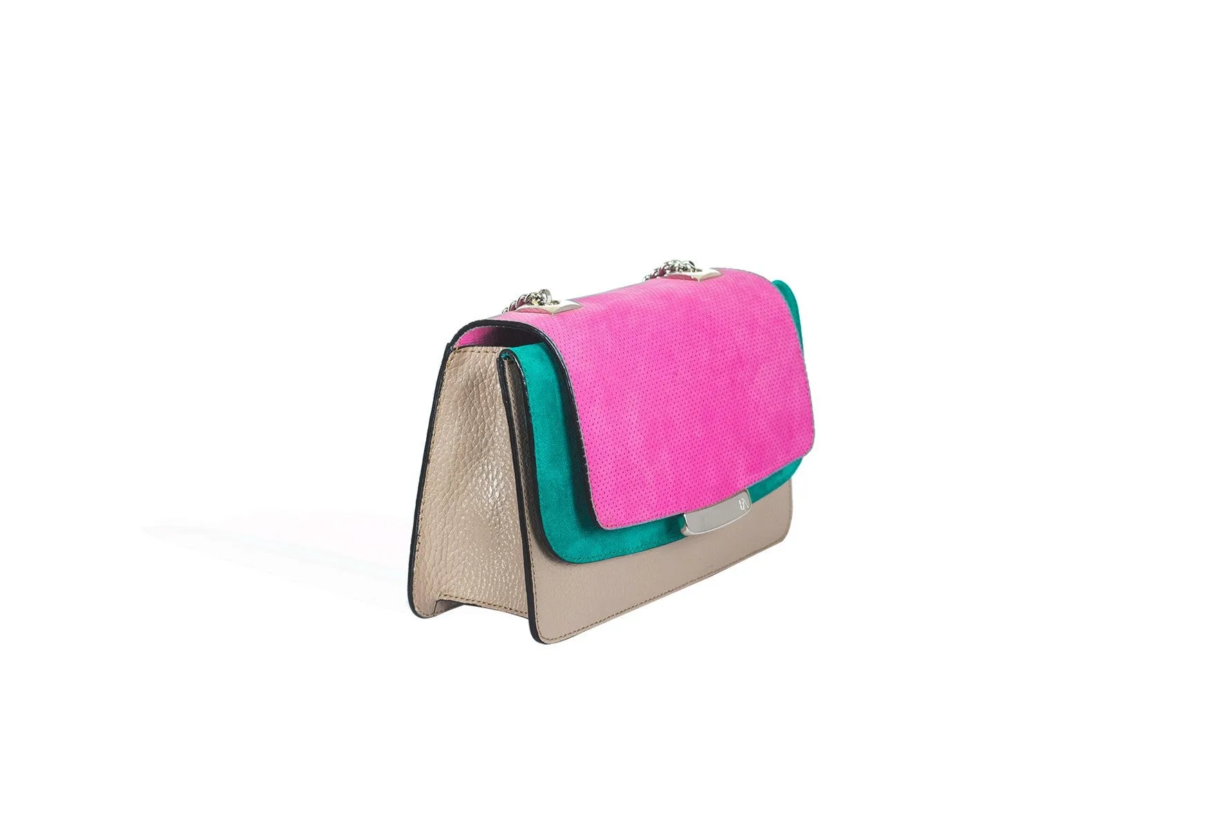 Fuchsia & Greige Mini Jackie O Shoulder Bag