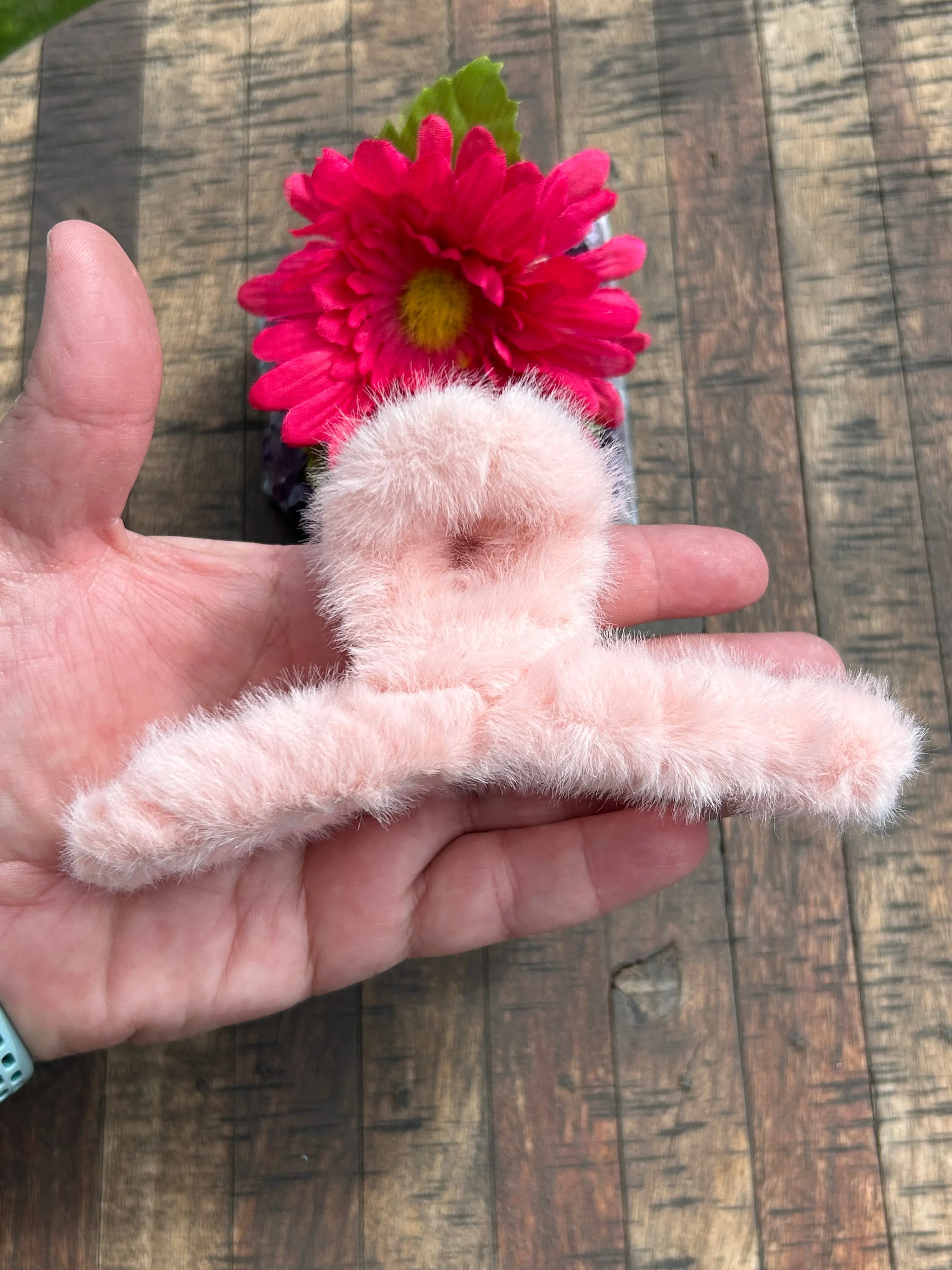 Furry Hair Clip-Pink