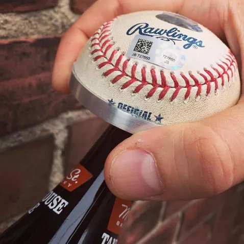 Game-Used MLB Baseball Bottle Opener