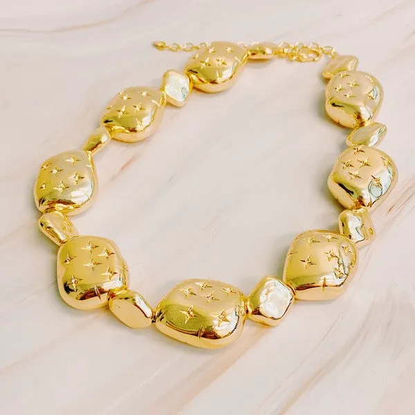 Golden Starlight Pebble Necklace