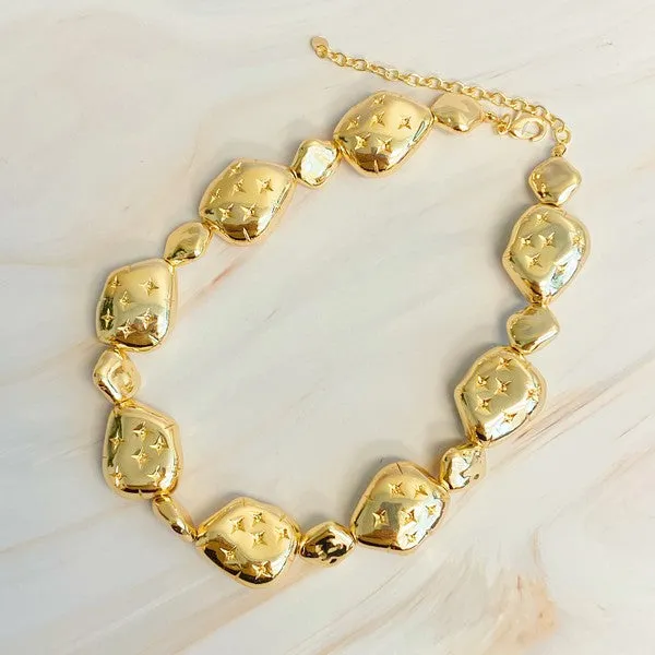 Golden Starlight Pebble Necklace