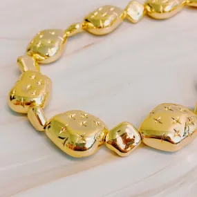 Golden Starlight Pebble Necklace