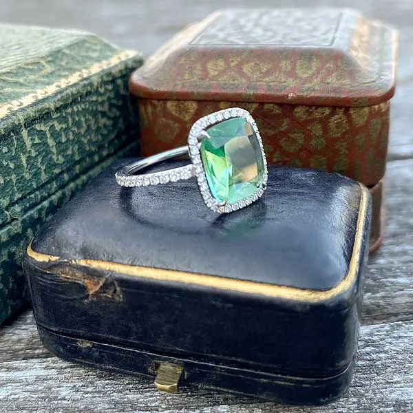 Green Tourmaline & Diamond Ring