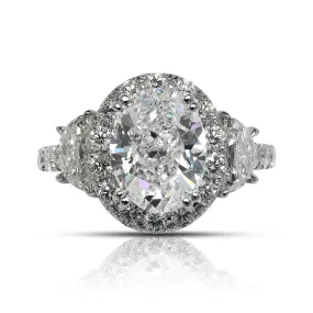 HYE 5 CARAT OVAL CUT F COLOR VVS1 CLARITY DIAMOND ENGAGEMENT RING 18K WHITE GOLD GIA CERTIFIED 3 CT F VVS BY MIKE NEKTA