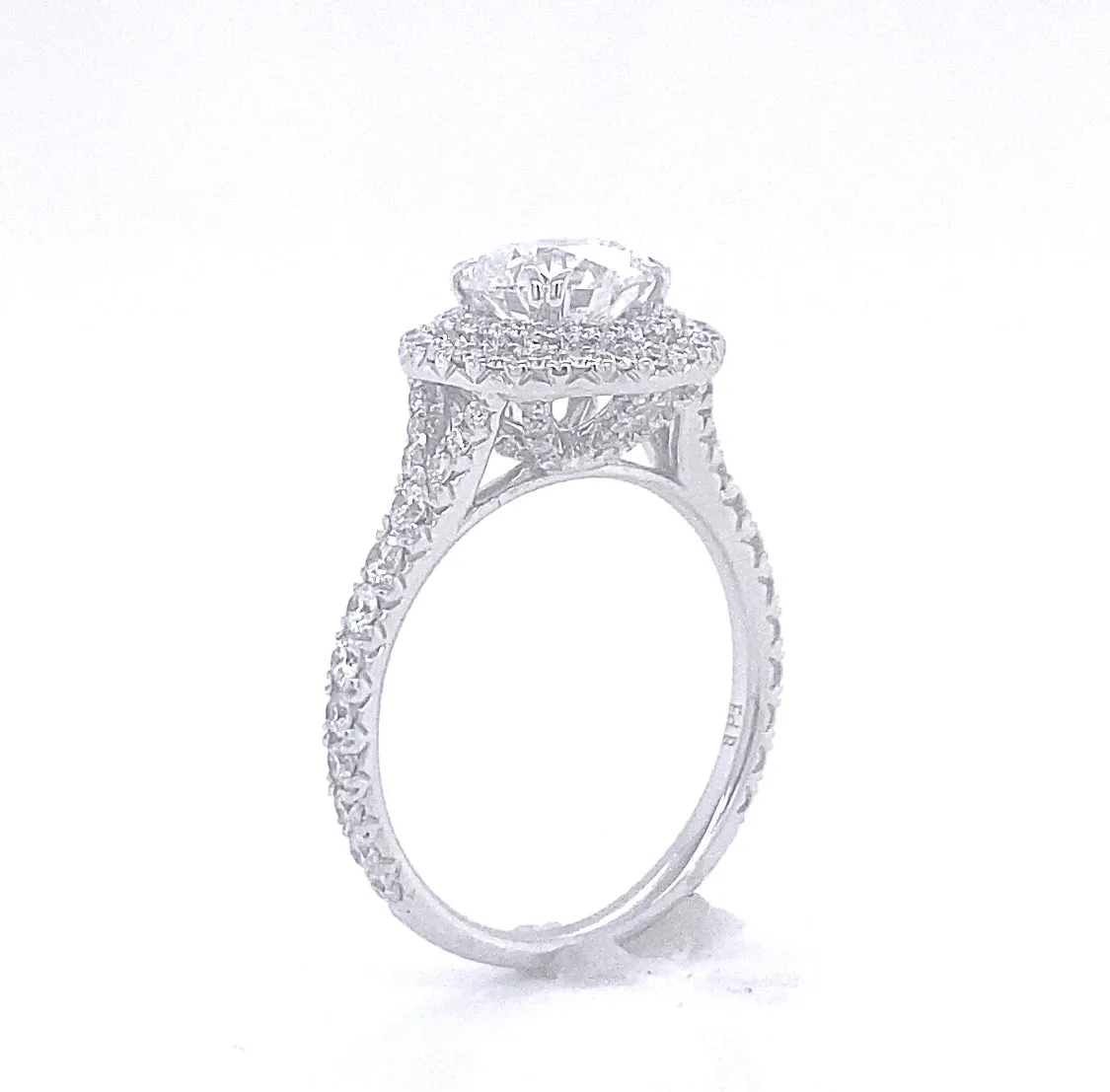 Lace 2 Carat Lab Grown Diamond Engagement Ring in 18k White Gold. Double Halo. IGI Certified