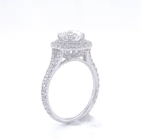 Lace 2 Carat Lab Grown Diamond Engagement Ring in 18k White Gold. Double Halo. IGI Certified