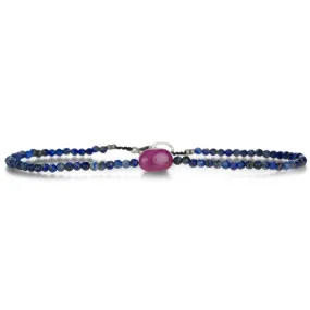 Lapis and Ruby Beaded Bracelet