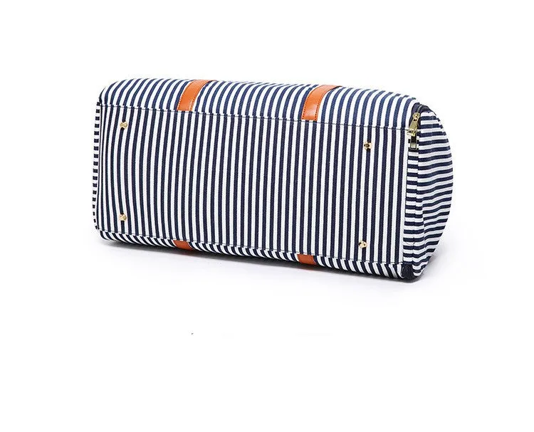 Letizia Blue and White Stripe Overnight Bag