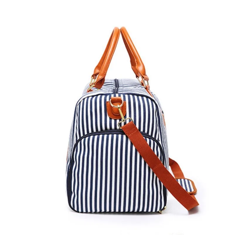 Letizia Blue and White Stripe Overnight Bag