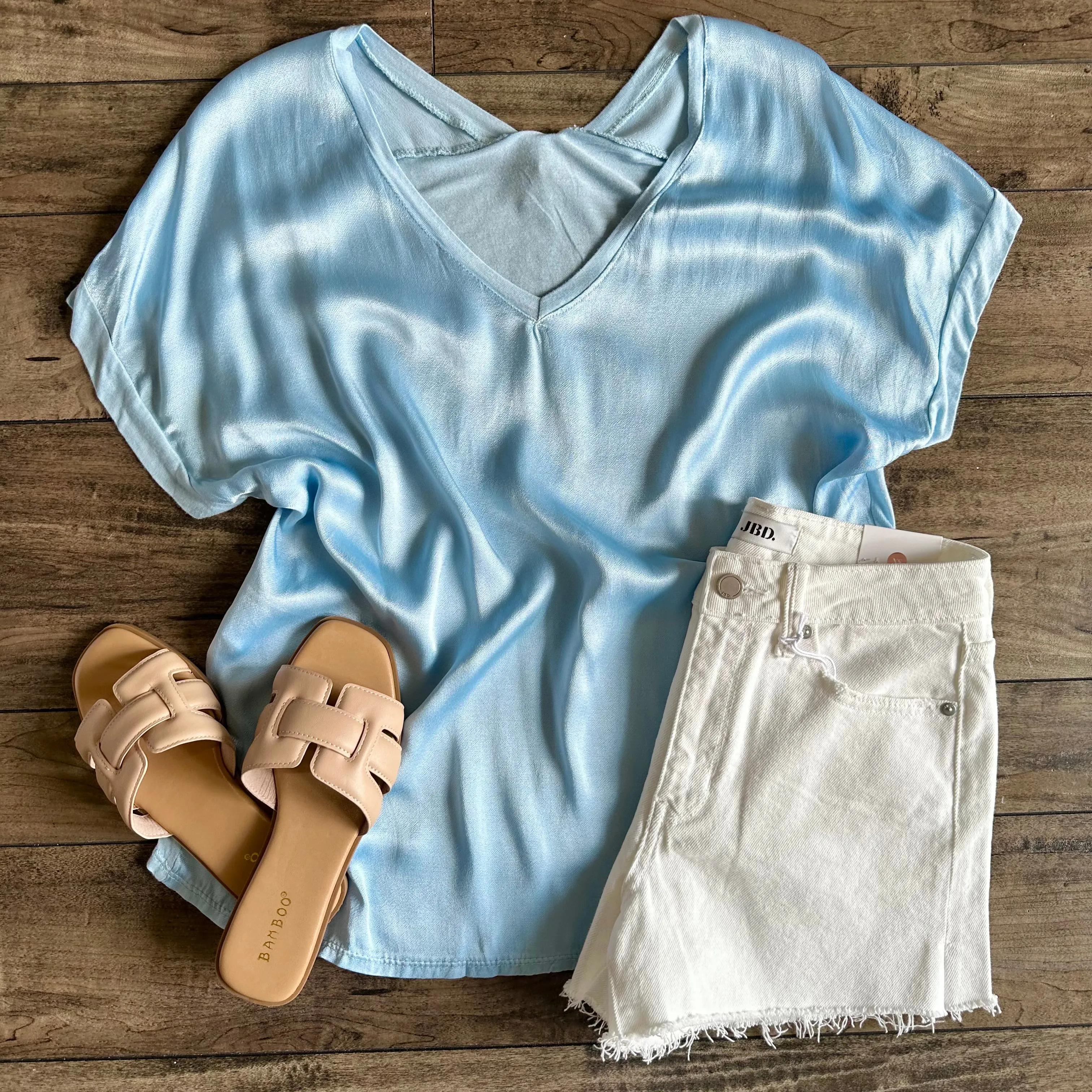 Light Blue Satin Top