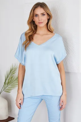 Light Blue Satin Top